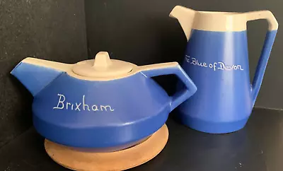 Buy 2 X Vintage DEVONMOOR Blue Ware  Pottery Teapot. Brixham DEVON C.1950/60's • 4.50£
