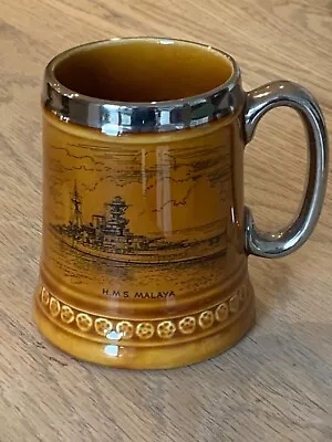 Buy Vintage 1 Pint Ale Mug HMS Mallaya WW2 Battleship Lord Nelson Pottery No3 • 15£