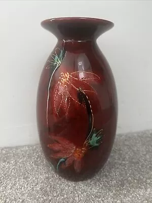 Buy Classic Anita Harris Studio Pottery 21cm Tall Red Flower Vase • 28£