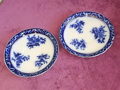 Buy Pair Of Flow Blue Saucers - Stanley Pottery - Touraine Pattern - 15 Cm Diameter • 3.99£