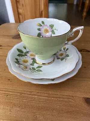 Buy Royal Standard Vintage Green Tea Rose Tea Cup Saucer And Side Plate • 15£