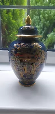 Buy Blue And Gold Carlton Ware Lidded Vase. *Damage To Vase Rim.* • 75£