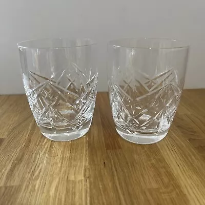 Buy Stunning Pair Of Retro Vintage Cut Glass  Crystal Tumblers Glasses ES Free P&P. • 12£