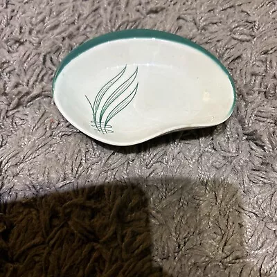 Buy Carlton Ware Hand Painted Green Leaf Border Shallow Kidney Shaped Dish • 4.99£