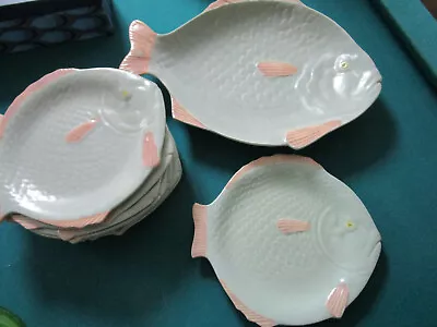 Buy Shorter And Son Staffordshire England Tray Fish And Fish Plates  11 Pcs • 159.35£