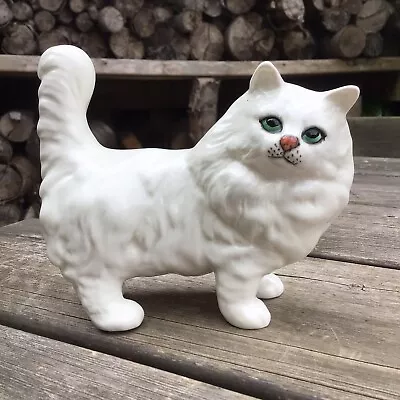 Buy Vintage Beswick White Persian Cat Standing Figurine With Tail Up 5  • 25£