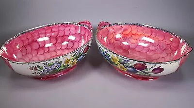 Buy 2x Vintage Maling Fruit Bowls Pink Lustre Foral Design • 18£