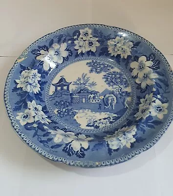 Buy Elephant Pattern Plate Blue & White Antique English Pottery • 8£