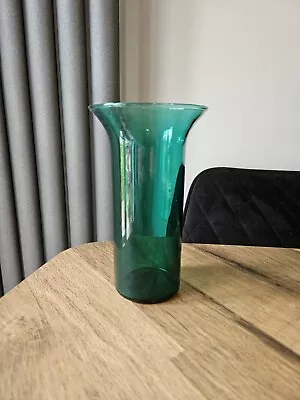 Buy Vintage Green Glass Straight Fluted Rounded Shape Flower Vase • 6.99£