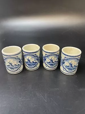 Buy DELFT HOLLAND VANDERMINT Shot Glass Set Of  4 Hand Painted Vintage Collectors • 14.90£