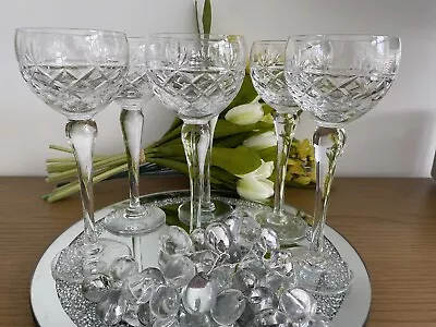 Buy 6 X Vintage Royal Brierley Hand Cut Crystal Hock Wine Glasses  “BRUCE” - SIGNED! • 19.99£