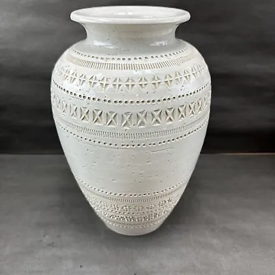 Buy Beautiful Large Italian Aldo Londi Bitossi Pottery White Vase Pier One 12” Tall • 176.13£