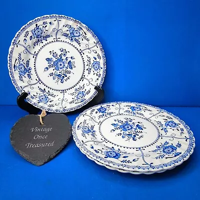 Buy Johnson Brothers INDIES * 3 X SALAD PLATES (22cm) Vintage Blue & White (chipped) • 9.94£