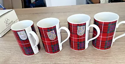 Buy 4 NEW Dunoon RED FRASER Tartan Mugs - Stoneware - Made In Scotland 3 With Labels • 19.99£