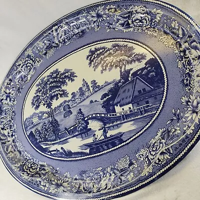 Buy Vintage Daher Decorated Ware Blue & White Willow Large Tin Serving Platter Tray • 8.85£
