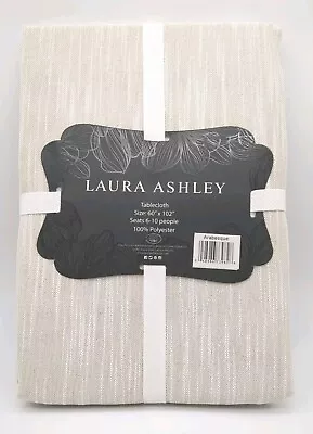 Buy Tablecloth By Laura Ashley Arabesque Green 60  X 104  Metallic Thread Linen Look • 23.29£