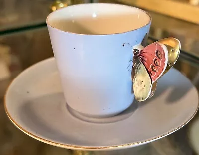 Buy Vintage Limoges Haviland Butterfly Handle Demi Cup & Saucer, Gold Handle & Trim • 59.64£