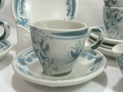 Buy Keraluc Quimper G12 Hand Painted French Faience 6 Cup Saucer Sets 1 Creamer VGC • 63.37£