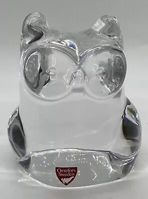 Buy Vintage Orrefors Sweden Clear Crystal Owl Paperweight Figurine Signed • 29.82£