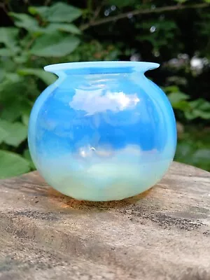Buy Art Nouveau Opalescent Vaseline Glass Vase • 65£