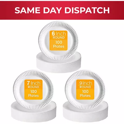 Buy Paper Plates White Disposable Dishes For Catering Birthday Party 6 - 9 Inch • 46.95£