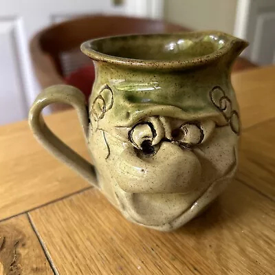 Buy Vintage Pretty Ugly Pottery Jug Face Handmade In Wales Glazed Stoneware • 7.50£