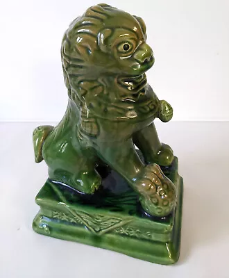Buy Vintage Foo Dog Lion Guardian Statue Figurine Feng Shui Green Glazed Pottery J6 • 29£