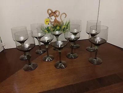 Buy Set Of 10 Unmarked Orrefors Rhapsody Smoke Claret Wine Glasses 6  Tall Excellent • 139.79£