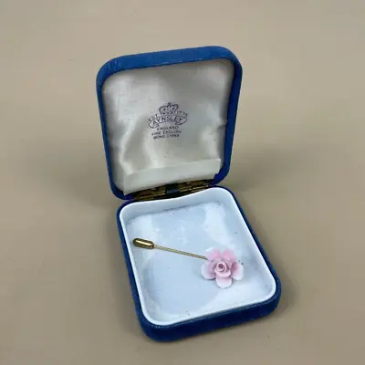 Buy Vintage Aynsley England Fine Bone China Rose Pin Brooch Pink Gold Collectable • 14£