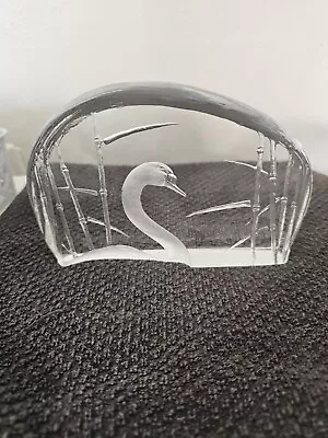 Buy Large Rare Kosta Mats Jonasson Swedish Glass Paperweight Swans • 49£