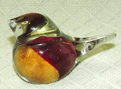Buy Vintage Art Clear Glass Bird Red Robin Sparrow Paperweight 2 3/4  Tall 4  Long • 21.62£