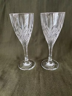 Buy 2 Vintage Bohemia JIHLAVSKE Sklarny  Crystal Wine Glass 8   Feather Pattern • 30£