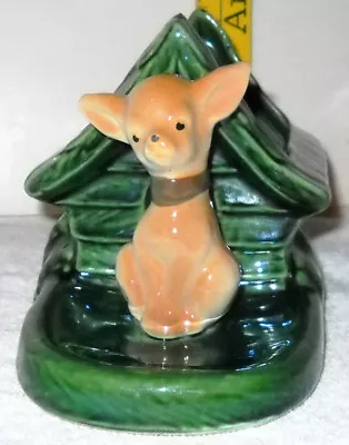 Buy RARE Shawnee Pottery Dk Green Planter W Doghouse And CHIHUAHUA - SKULL ON BACK ? • 30.71£