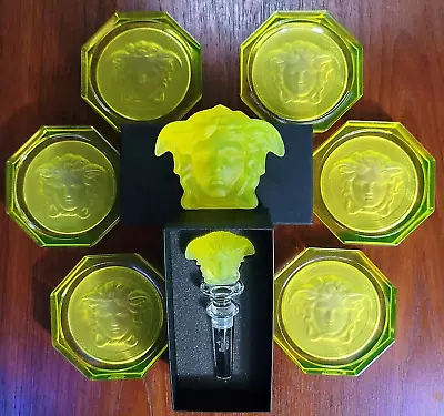 Buy Rosenthal Versace Uranium Glass Collection Coasters Paperweight Bottle Stopper • 395£