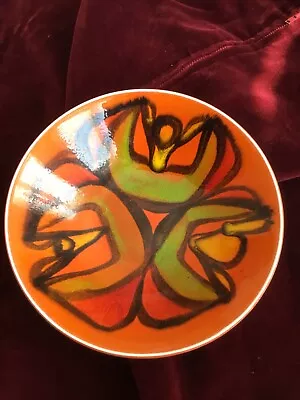 Buy Vintage POOLE POTTERY Delphis 16.5cm Bowl Shape 56 - Signed By Artist 1970s • 14.99£