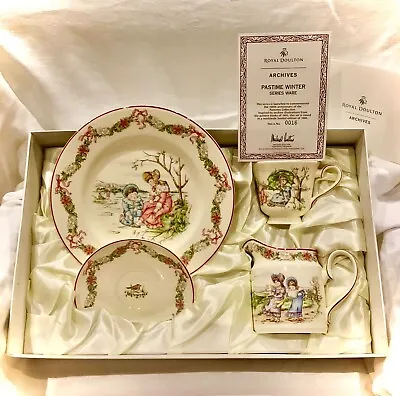 Buy Royal Doulton Archives Pastime Winter Series Ware 4 Piece Complete Box Set Cert. • 50£