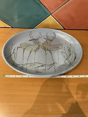 Buy Craw Isle Of Arran Handmade Pottery Ceramic Hand Painted Platter With 2 Stags • 16.25£