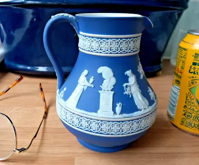 Buy WEDGWOOD ANTIQUE COBALT BLUE JASPERWARE - Pre 1891 Milk Jug, Excellent Condition • 65£