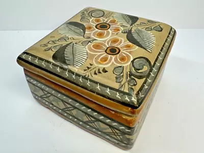 Buy VTG Hand Made Painted Signed Jimon Mexican Tonala Clay Pottery Trinket Box & Lid • 18.64£