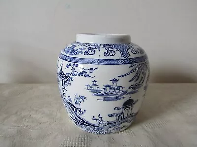 Buy Vintage Retro Blue White Ceramic Willow Ware Storage Jar Vase Pot Etc 11cm Tall • 8.99£