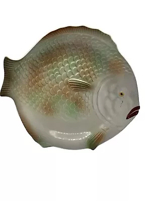 Buy Vintage Fish Plate Green Brown Shorter & Son Stoke-On-Trent, England See Descrip • 14£