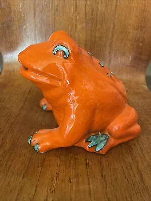 Buy Vintage Retro Trentham Art Devon Pottery Orange/Green Frog Money Box No. 438 • 28£