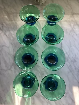 Buy 8 Orrefors Blue Green Pedestal “Louise” Trumpet Candy Bowl By Erika Lagerbielke • 164.31£