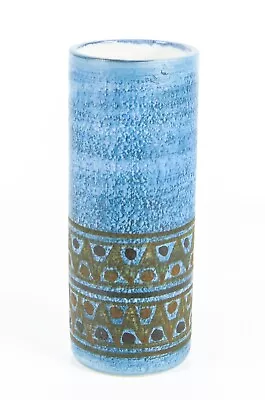Buy MARILYN PASCOE For TROIKA CORNWALL STUDIO ART POTTERY BLUE CYLINDER VASE, SIGNED • 150£