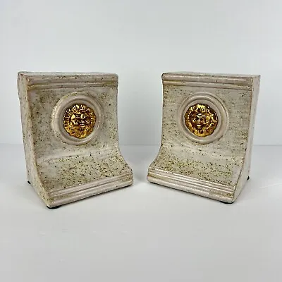 Buy Bitossi Pottery Bookends Italy Raymor Gold Sun Metallic Italian 6in • 136.99£