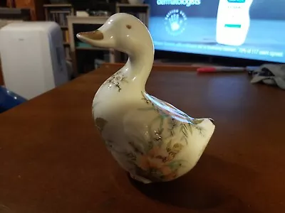 Buy Vintage Crown Bone China Ornament Floral Design Goose Duck Sitting • 8£