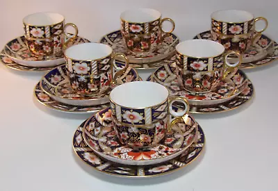 Buy 6 Royal Crown Derby 2451 Imari Trios Large Coffee Cups Saucers Side Plates VGC • 199.99£