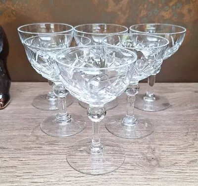 Buy Set Of 6 Small Brierley Crystal Cordial Coupe Glasses • 15£