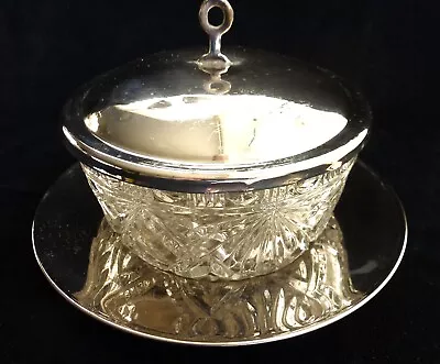 Buy Glass Dish. With Metal Stand & Cover. 1950s Style. • 10£