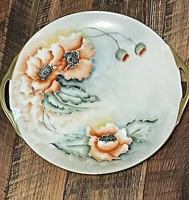 Buy Vintage Thomas Bavaria Gold Handled Plate Poppy Flower Peach 10  Signed M.W.B. • 26.09£